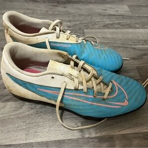 Nike Phantom Soccer Cleats Blue with Pink Accents